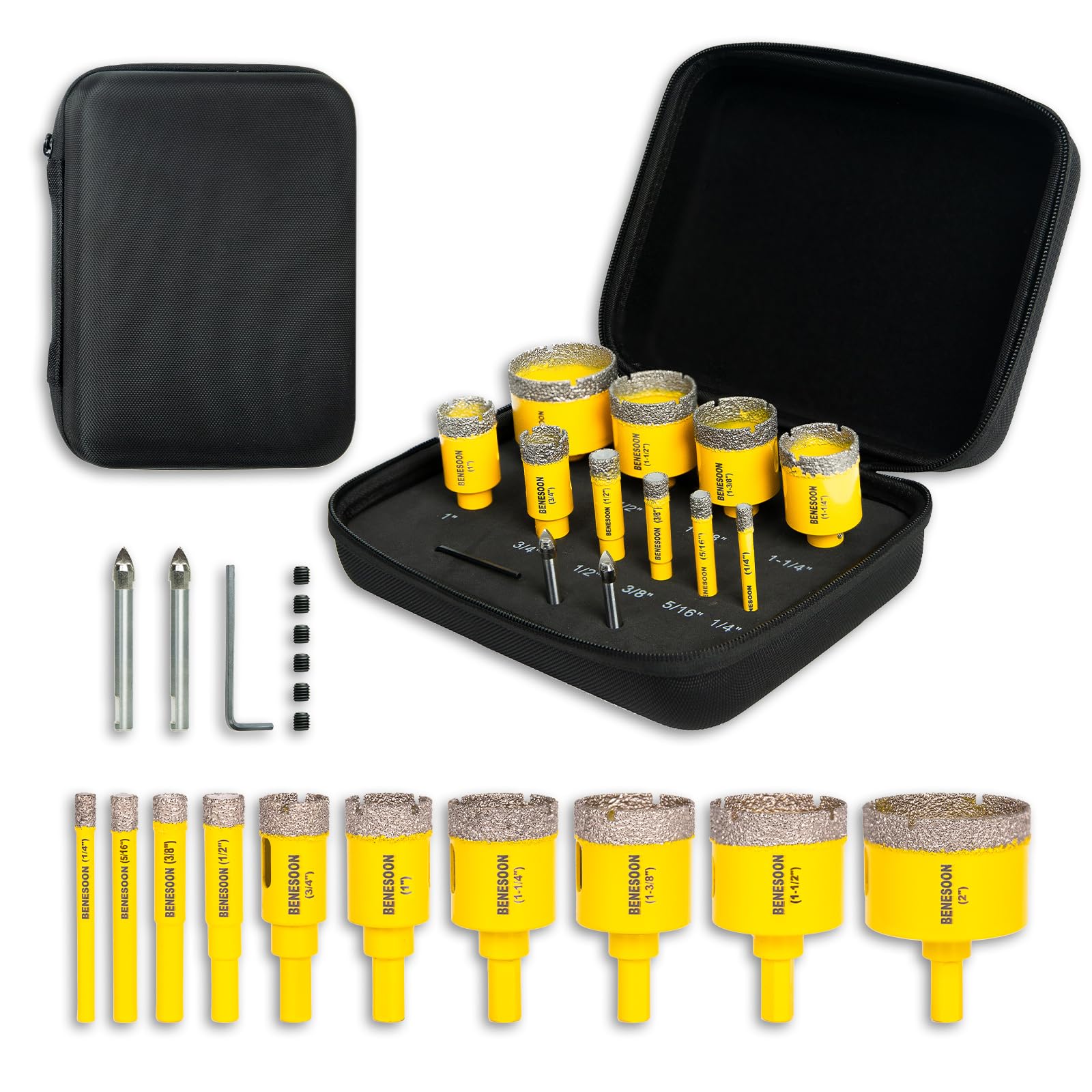 Kit de sierra perforadora de diamante para vidrio, cerámica, granito, mármol, porcelana, ladrillo, brocas de núcleo de diamante, vástago triangular, 10 unidades