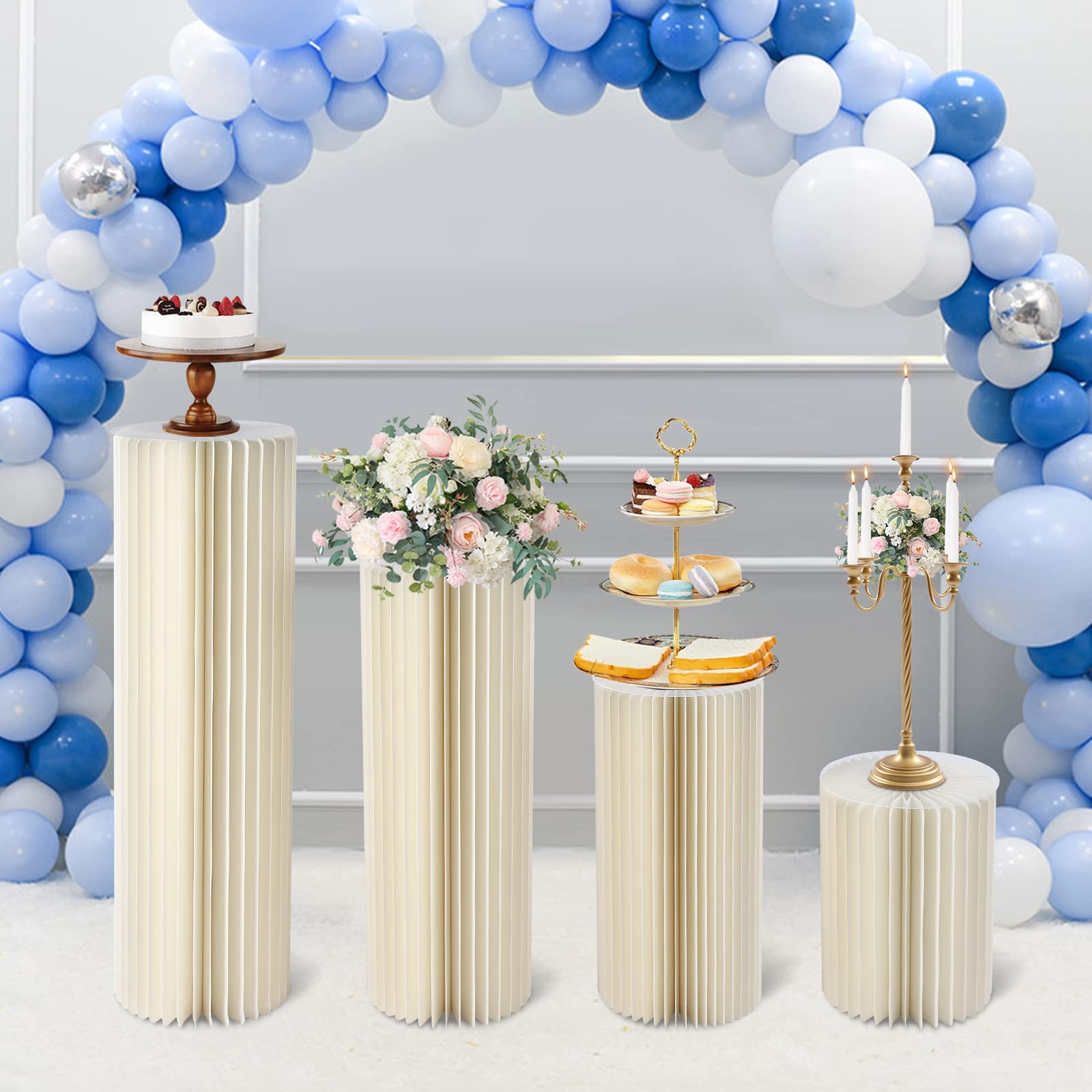 Paket von 4 Hochzeit Centrepieces, 40cm+60cm+80cm+100cm hoher Blumenständer, Centrepieces Ständer, Display Rack für Hochzeiten, Party Dekoration