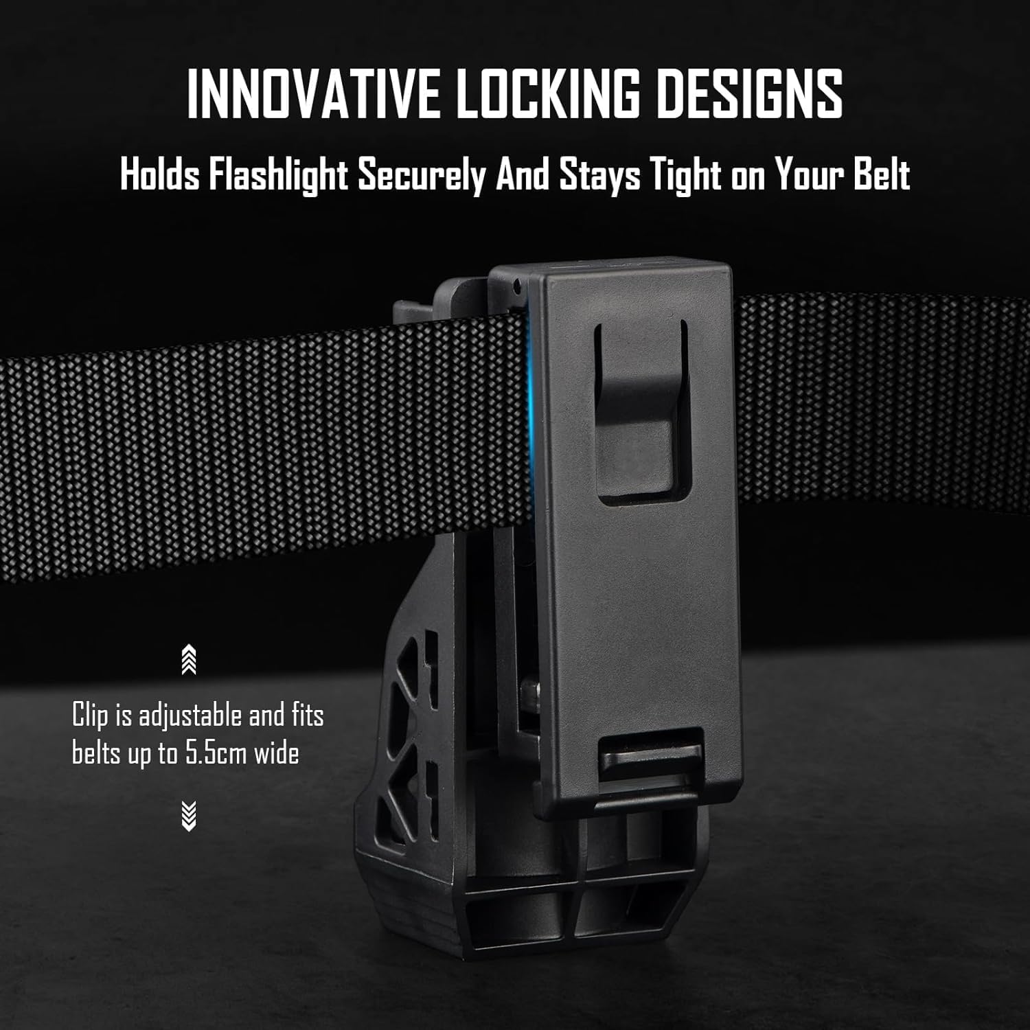 ULTRAFIRE W66 Taktische Taschenlampe Holster, Drehbarer Taschenlampenhalter für Dienstgürtel, Taschenlampenhalterung mit Hebel Seitenverschluss System, für Taschenlampen mit 0,9"-1,2" Durchmesser, 2PC