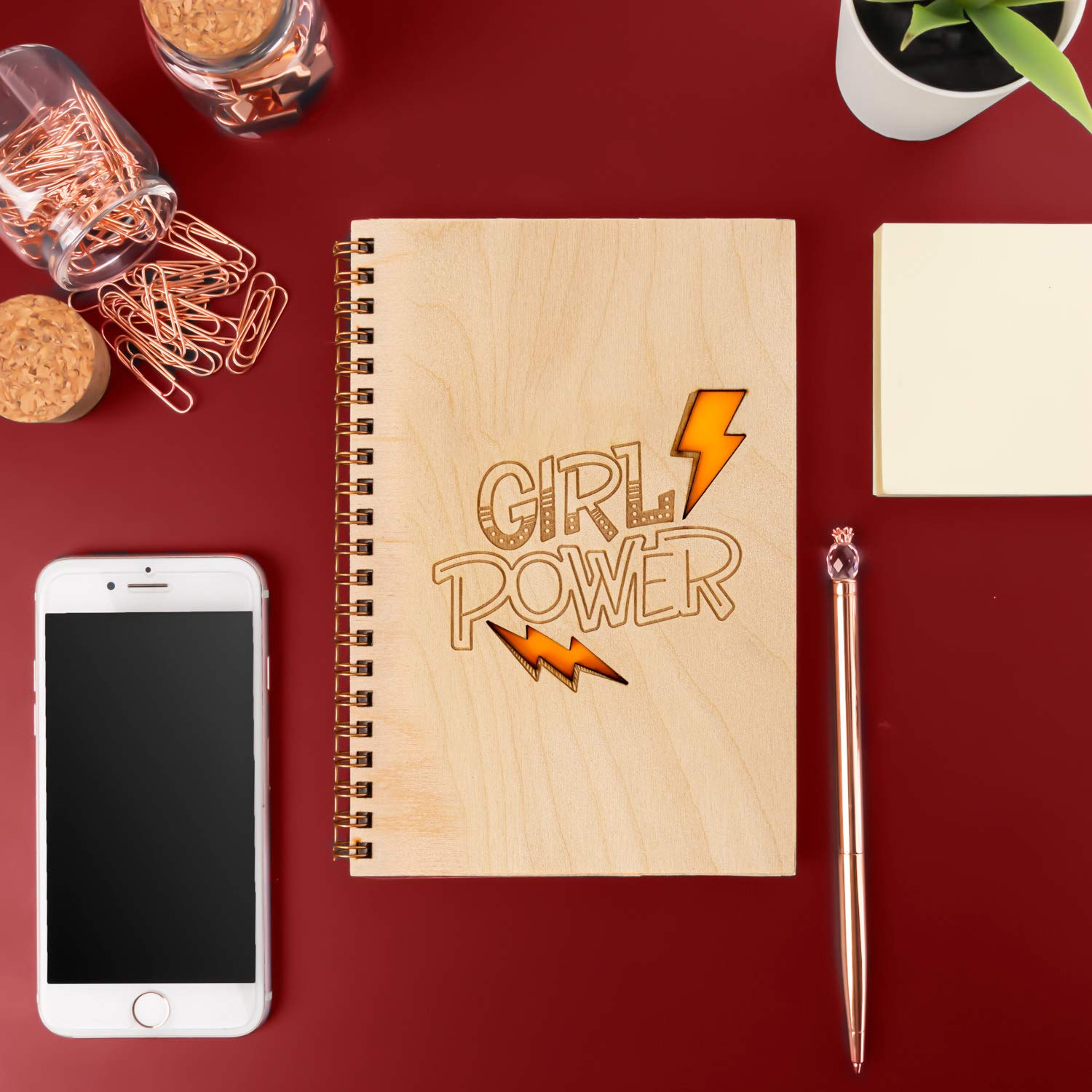 Hediyesepeti Girl Power Ahşap Kapaklı Defter