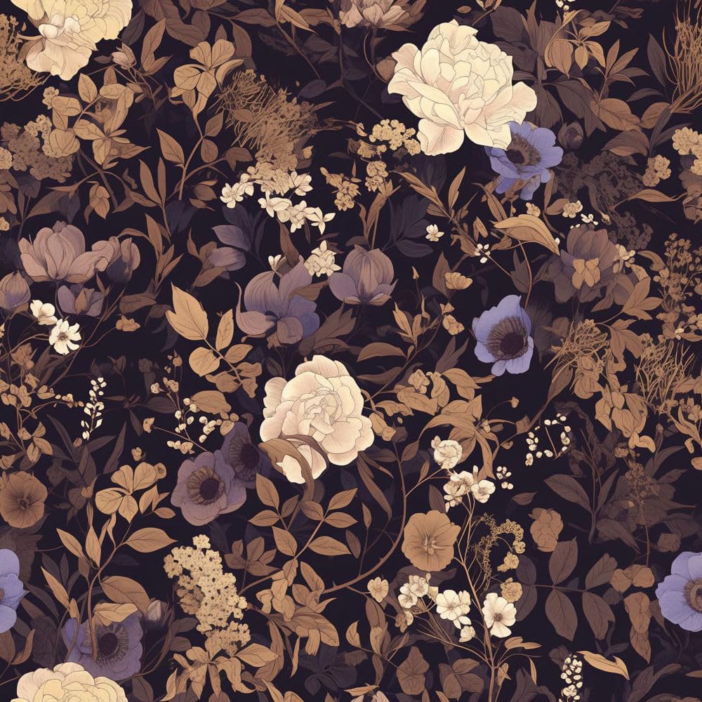 Self Adhesive Wallpaper Dark Black Pink Floral Stick on wallpaper Plum Floral Peony Flowers Vinyl Wrap Roll for Furniture Removable Waterproof Renter Friendly Contact Paper Living Room Bedroom
