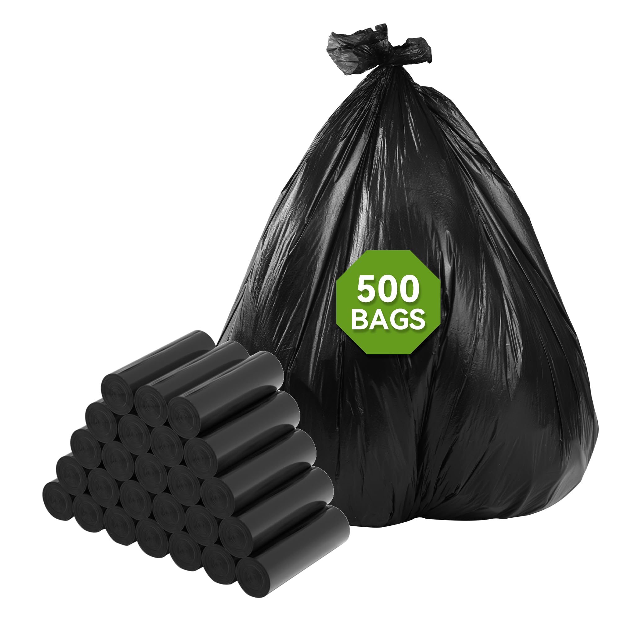 kaylowe Piccolo sacchetto della spazzatura, 4 galloni bagno bidone della spazzatura 500 mini sacchetti all'ingrosso per hotel, ristorante, ufficio, aula, nero