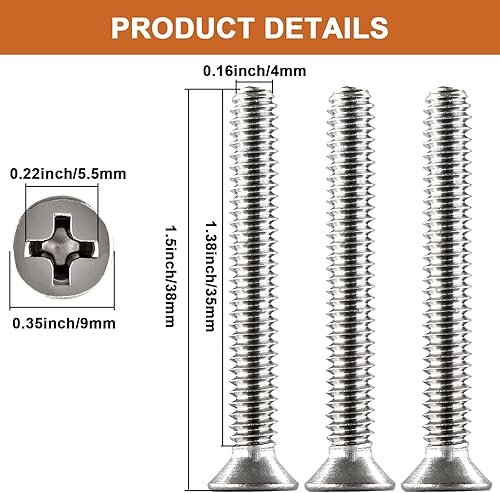 Miniatura 9 de Cionyce Tornillos de máquina Phillips de cabeza plana de 60PC M3x5mm, 201 tornillos de montaje del dispositivo de acero inoxidable