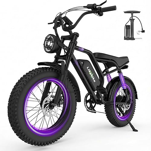 Likebike U12 Electric Bike for Adults, 2000W Peak 32MPH 20" Fat Tire Ebike, 20Ah Removable Battery 7-Speed Gear Full Suspension Mountain Bike Off Road Hydraulic Disc Brake