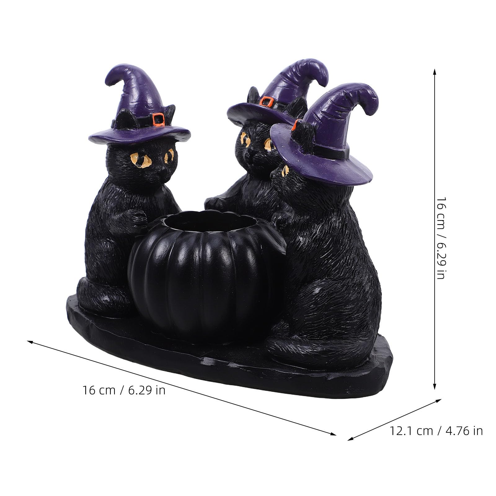 POPETPOP Portavelas de Resina con Forma de Gato Negro, Calabaza y Bruja