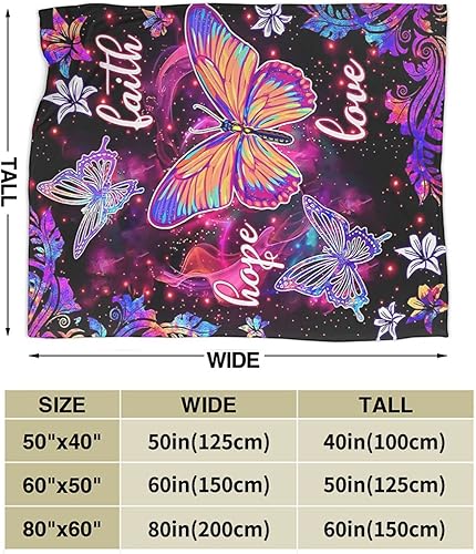 Miniatura 5 de Manta de mariposa colorida de forro polar, súper suave, acogedora y cálida, manta de felpa, regalos para niños y mujeres, 40 x 50 pulgadas