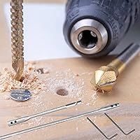 Vista 8 de Juego de brocas de extensión hexagonal de 1/4 de 6 y 12 pulgadas, extensión de broca de pala de madera con 2 llaves de llave para torneros