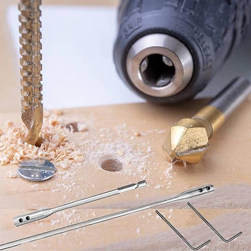 Miniatura 8 de Juego de brocas de extensión hexagonal de 14 de 6 y 12 pulgadas, extensión de broca de pala de madera con 2 llaves de llave para torneros de madera,