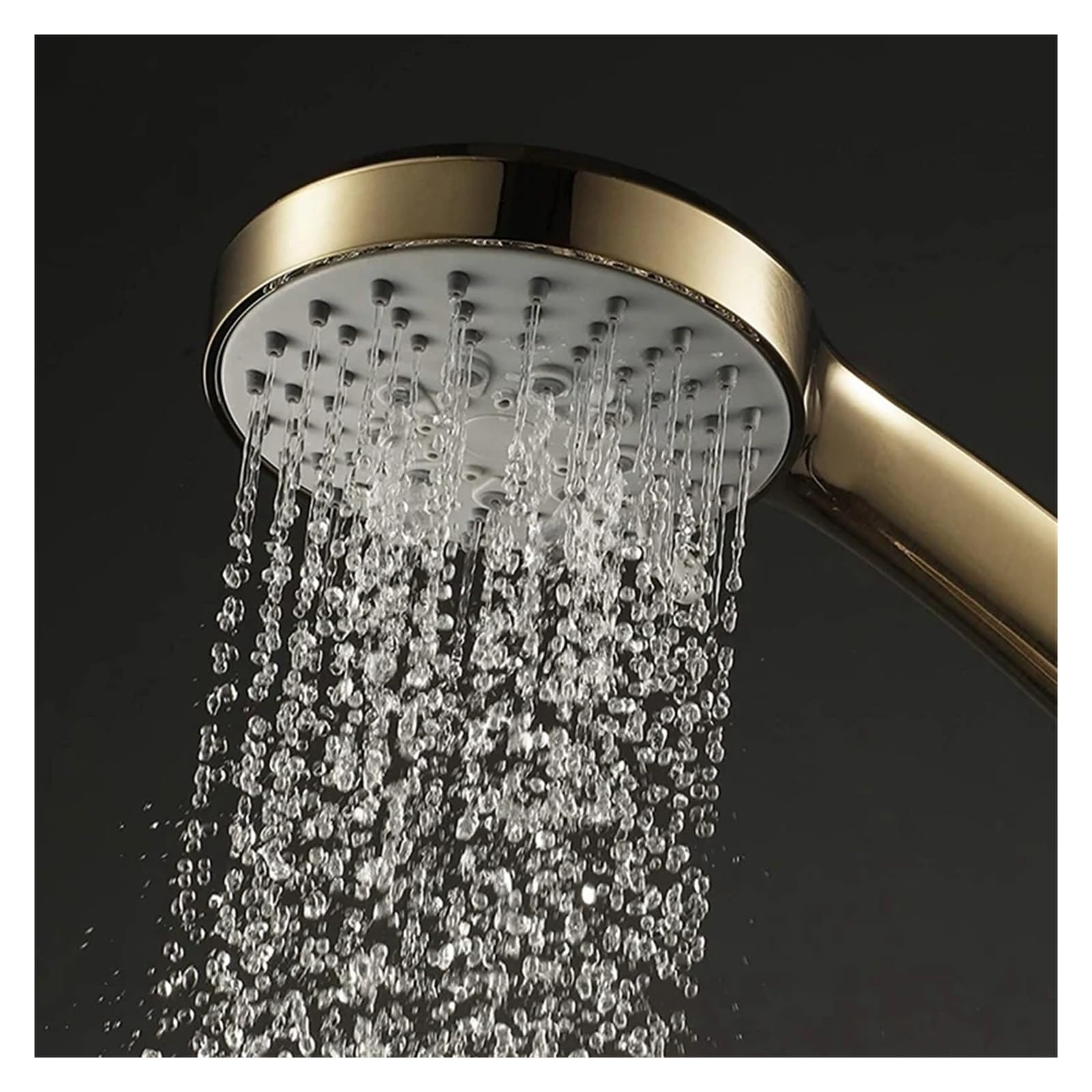 Cabezal de ducha de mano ABS de alta presión con acabado dorado cepillado y ahorro de agua, cabezal de ducha de mano con efecto lluvia y 5 funciones