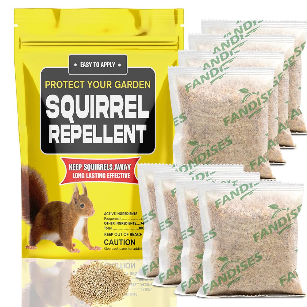 Squirrel Repellent Outdoor, Chipmunk Repellent Outdoor, Natural Squirrel Deterrent, Chipmunk Deterrent, Squirrel Repellant for Attic and Cars, Squirrel Repellant for Garden -8P