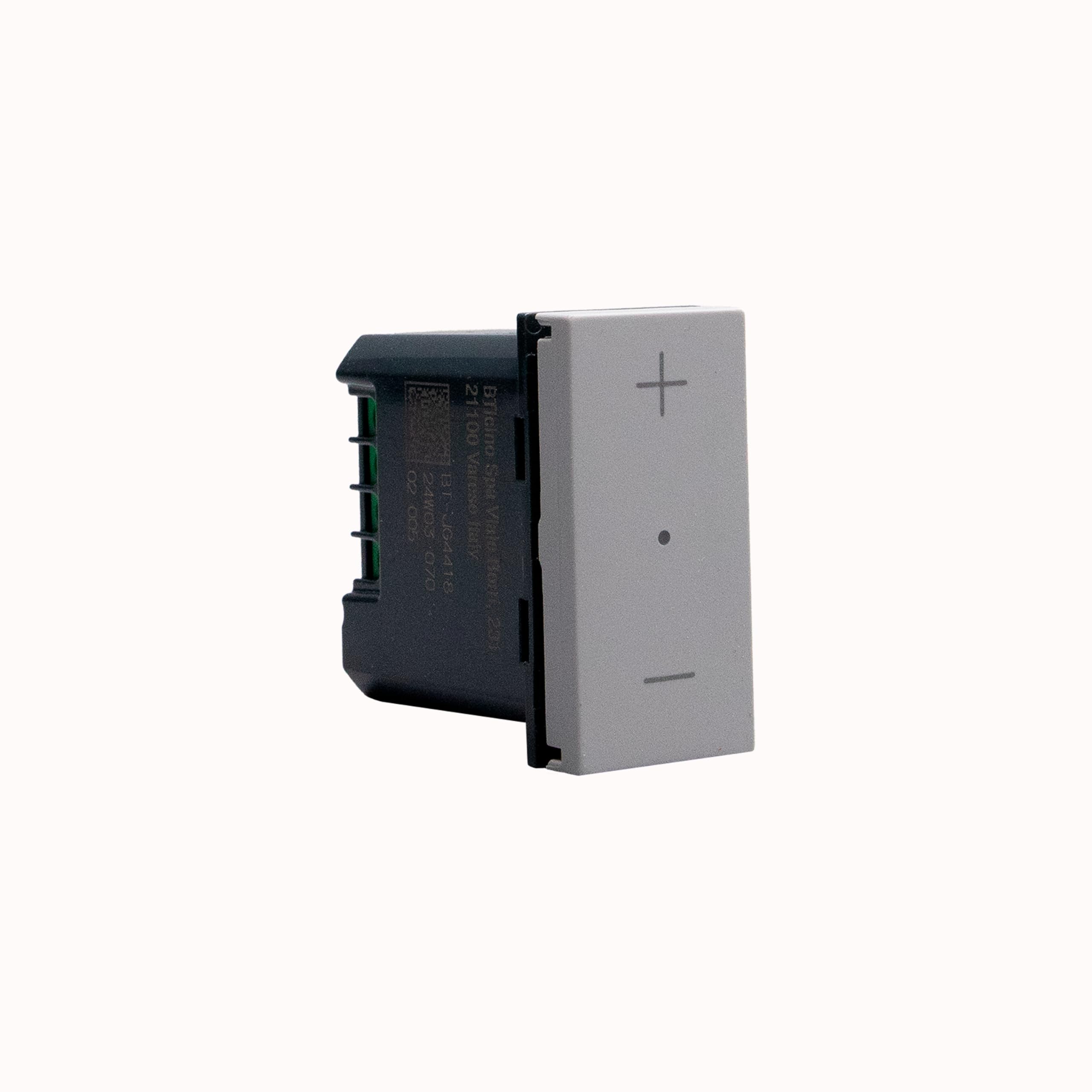 BTICINO Dimmer MatixGO JG4418, Dimmer, Interruttore per Regolare l'Intensità Luminosa, Compatibile con LED Dimmerabili, Alogeni, Fluocompatti, Controllo Luci, Risparmio Energetico, 1 Modulo, Grigio