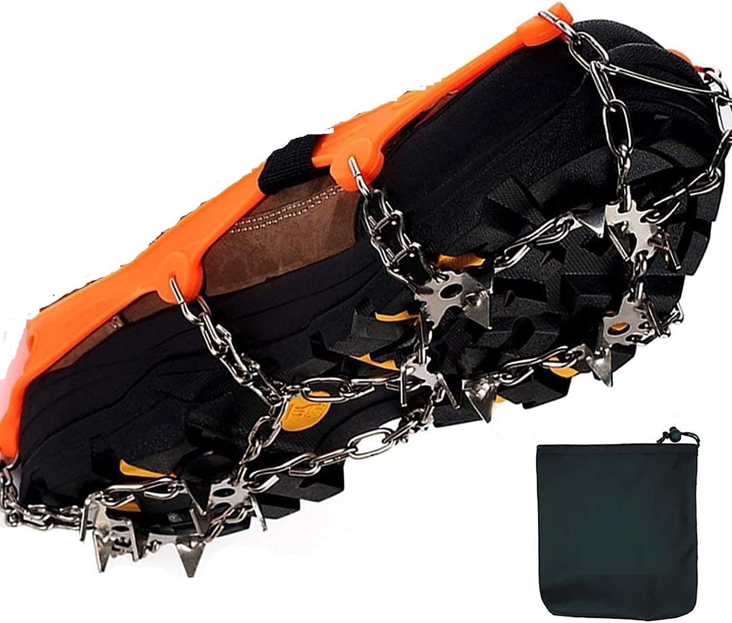 Crampons for Hiking Boots, Ice Cleats for Shoes, Snow Grips for Women and Men, Traction Cleats for Walking (Color May Vary)