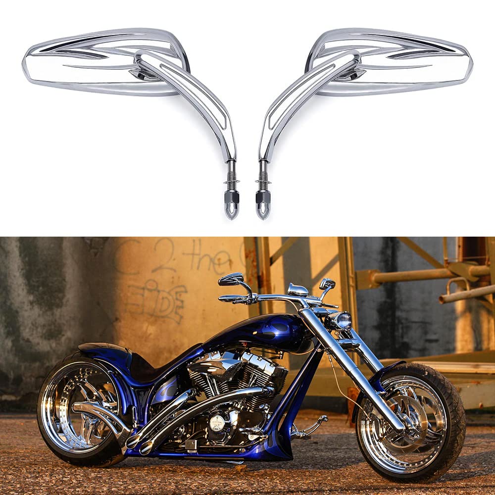 A-Pro Mirrors Rearview Custom Style Moto Chrome de Fixation