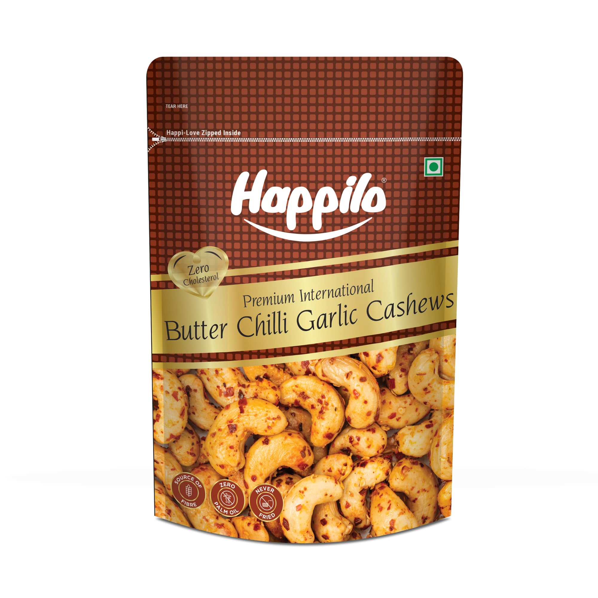 - Premium International Butter Chilli Garlic Cashew 160g | Essential Nutrients like Protein | Fiber | Healthy Fats | Perfect for Spice lovers remium Spicy Roasted Masala Cashew Nuts/Kaju Dry Fruit | Protein & Fiber Rich Chili Cashews| Crunchy Snack | No Artificial Colors, Flavors, Preservatives