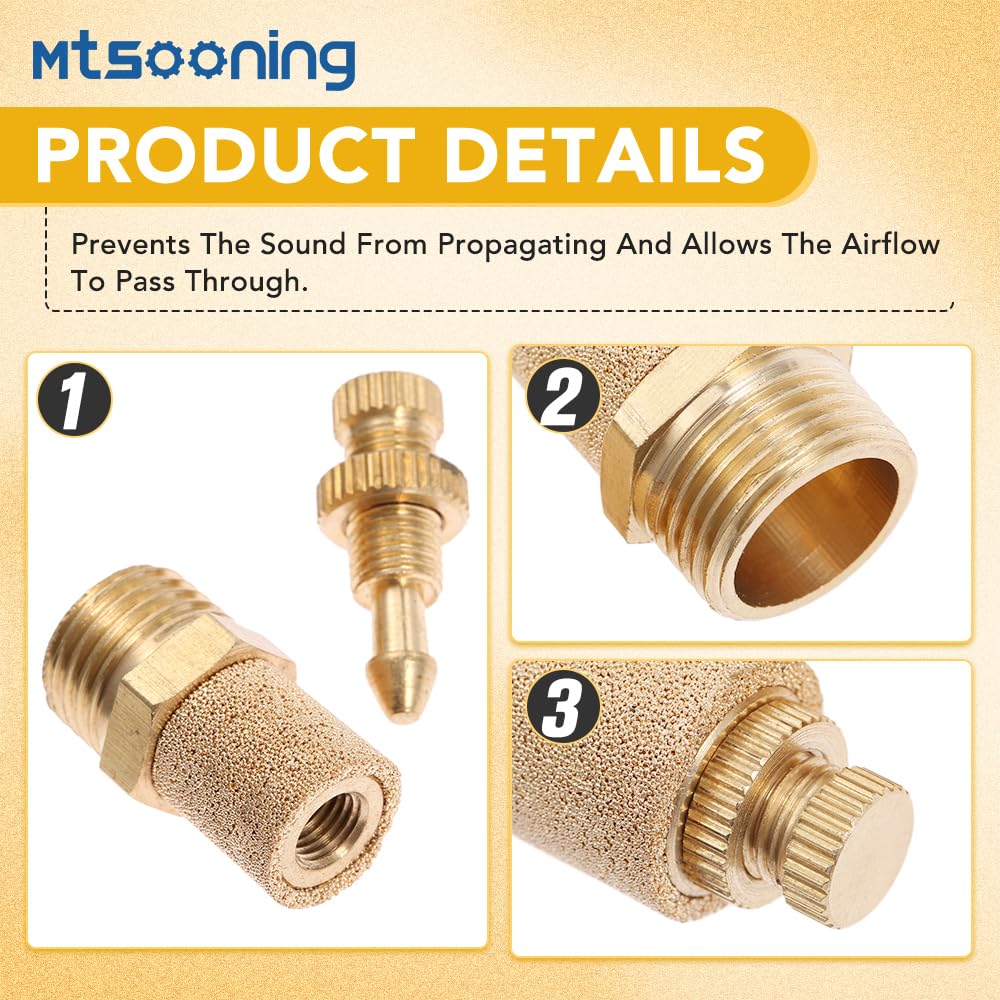 10PCS Pneumatic Exhaust Muffler,1/8" Adjustable Brass Flow Control Silencer — Amazon image 6