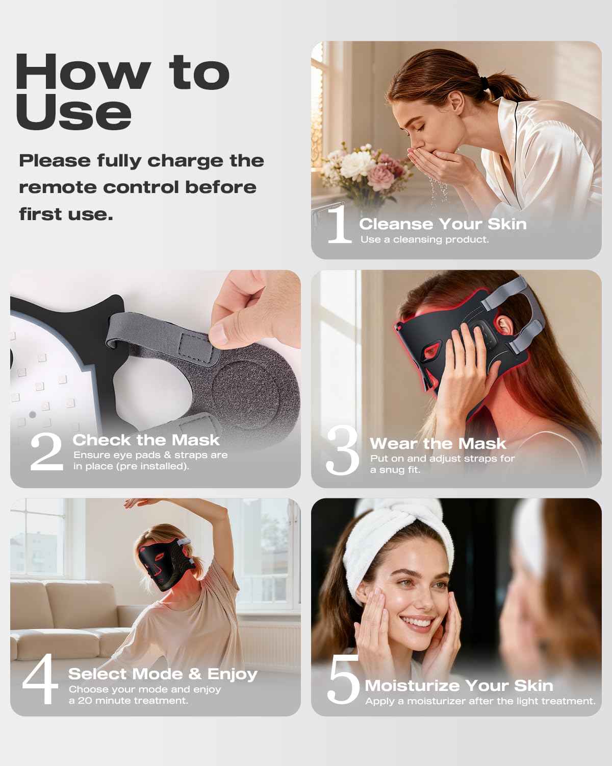 Maschera per la terapia del viso a luce rossa, maschera per la pelle del viso a LED, ricaricabile, telecomando e timer regolabile, design con display digitale, per la cura della pelle domestica