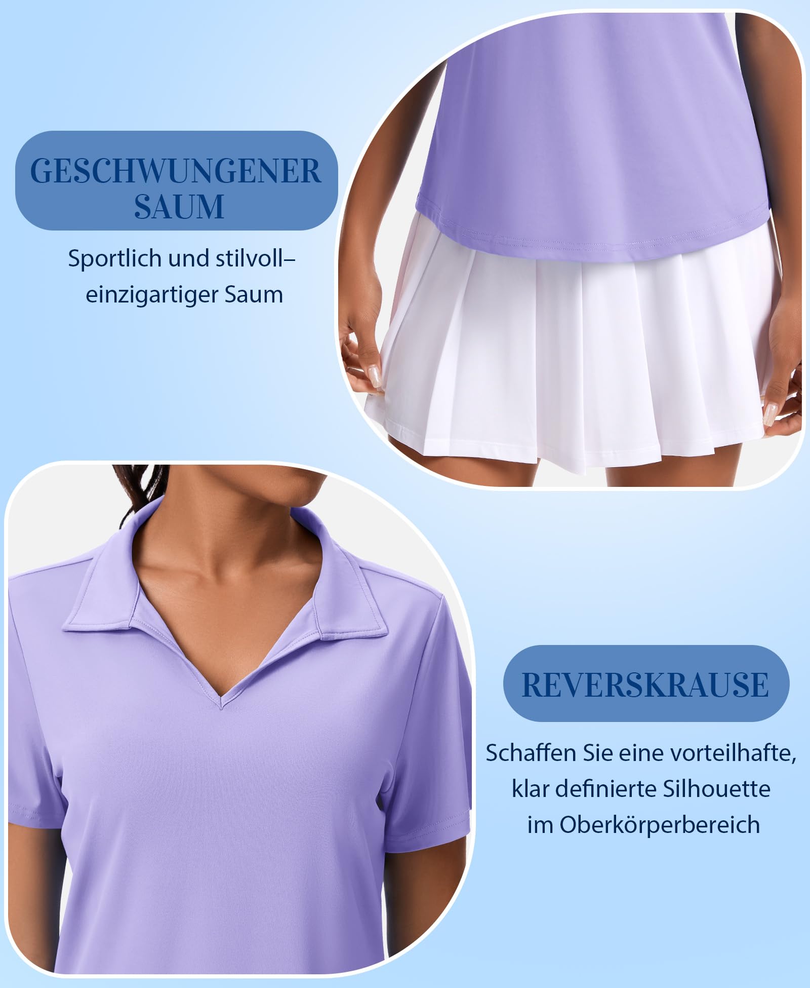 JoyGirl - Polo de manga corta para mujer, UPF 50+, cuello en V, ligero y transpirable, para verano, para golf y tenis