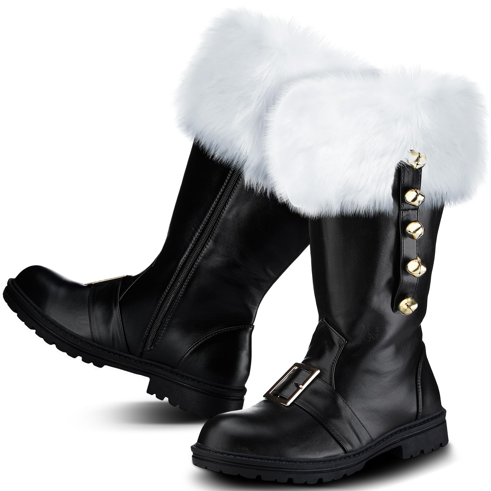 Bottes de combat du Père Noël à sangle Liitrsh et revers peluche blanche - 8