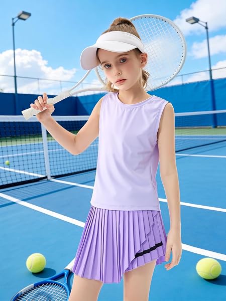 Rolanko 2 Piece Set for Girls, Tank Top and Skirt Summer Tennis and Golf Outfit Set - 2