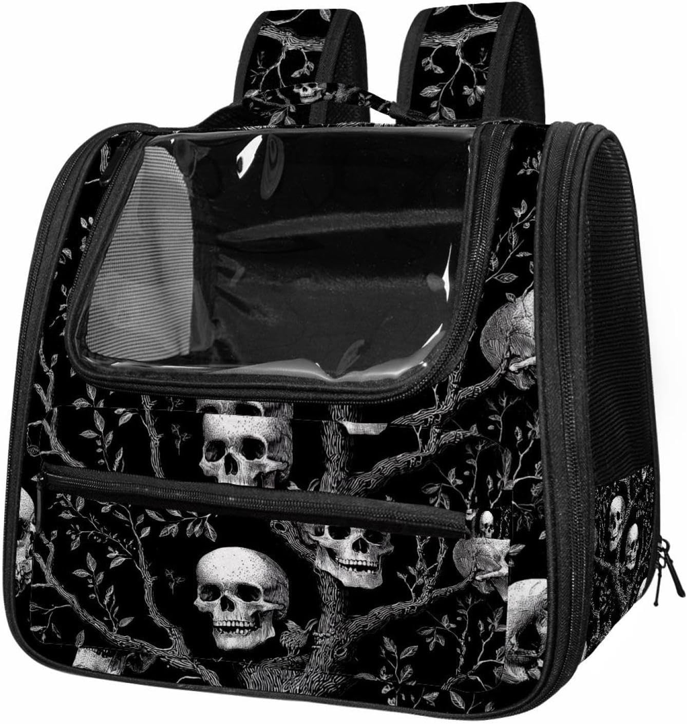 Skeleton Pattern Pet Carrier Airline Approved Soft Sided Portable Cozy Travel Pet Bag, Car Seat Safe Carrier for Cats and Dogs