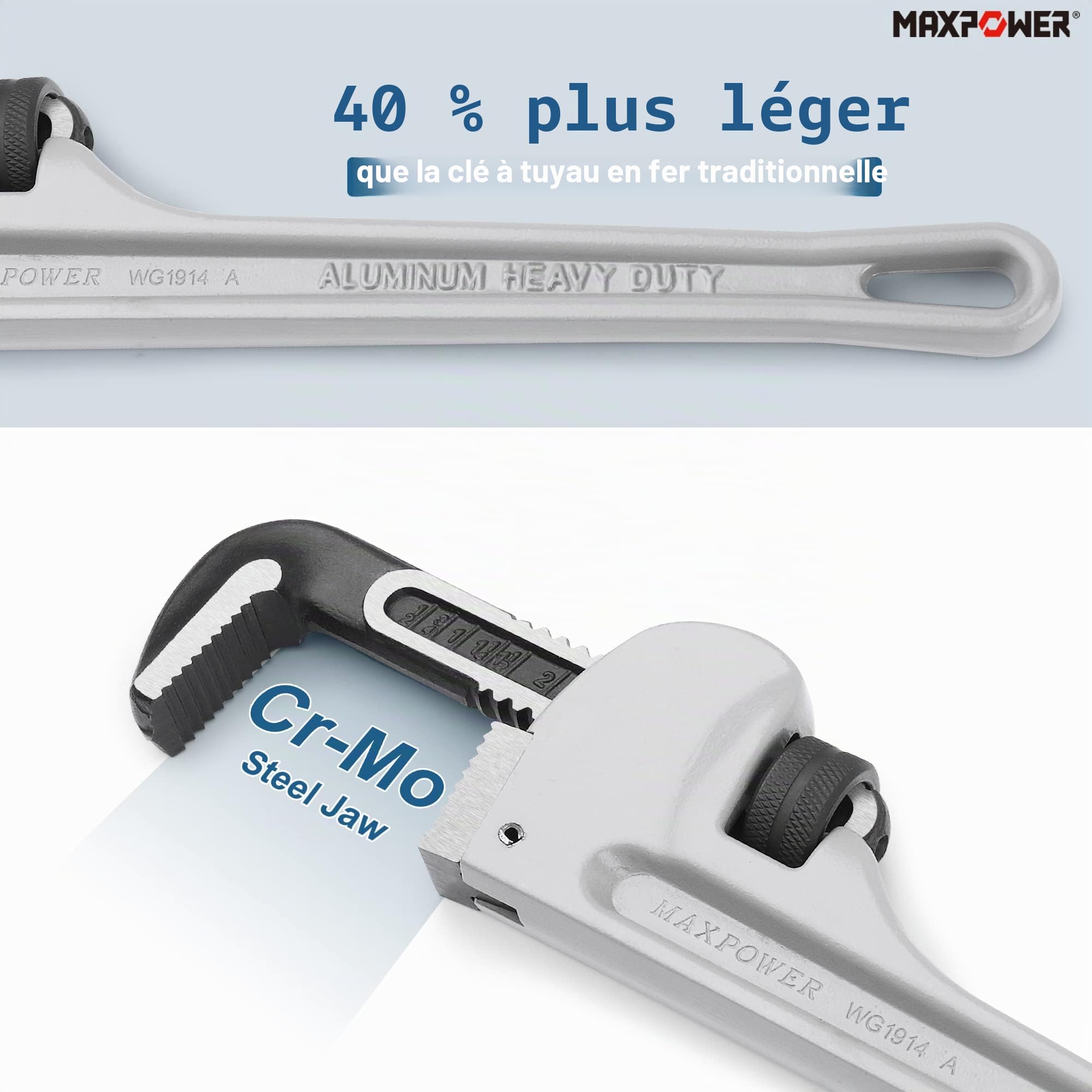 MaxPower Cle a Griffe 350 mm, Clé Serre-tubes STILLSON,Clé à griffe 14" Multifonctionnelles Ultra-Résistante