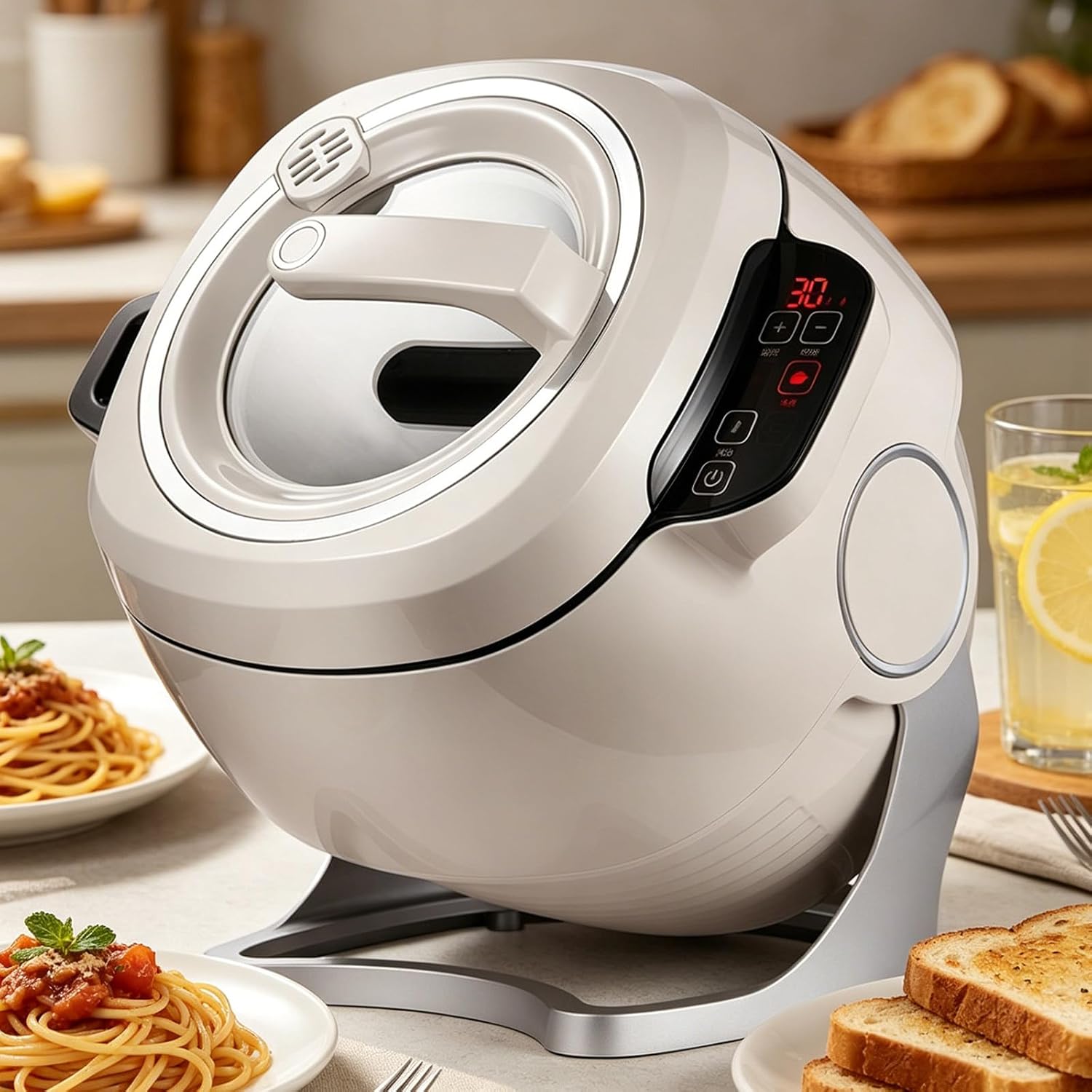 Electric Automatic Stir Fry Machine 2000W 6L – Hands-Free Smart Wok with 360° Rotating Pot, Non-Stick Auto Cooking Robot, Multiple Preset Programs, Tilting Pot Body for Easy Serving