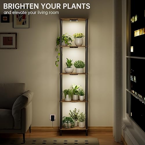 Miniatura 2 de Bstrip Soporte para plantas de interior con luz de crecimiento, estante de plantas de interior de 66 pulgadas de alto, soporte de flores de 5
