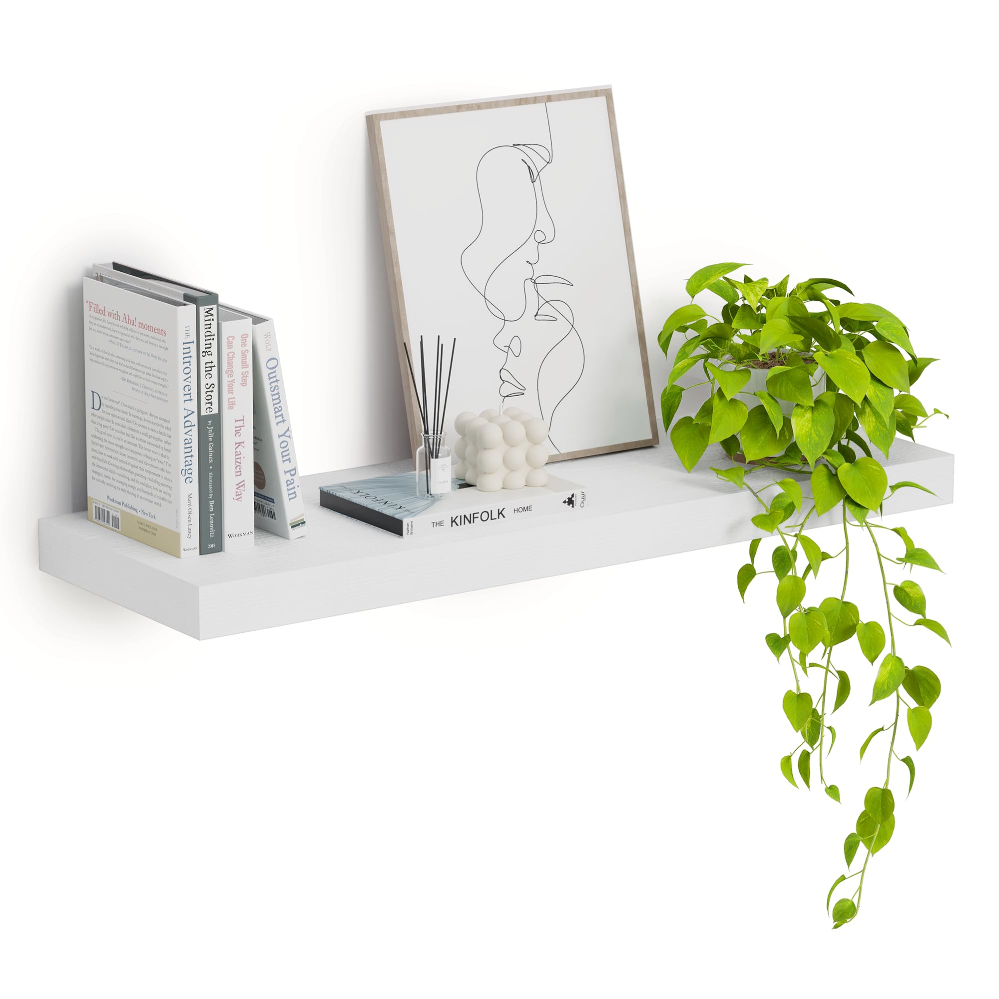 12" Deep Floating Shelves, 36 x 12 Inch Wall Mounted Long Floating Shelf with Invisible Brackets, for Home Decor, Bedroom, Kitchen, Living Room, Bathroom - 1 Pack, White
