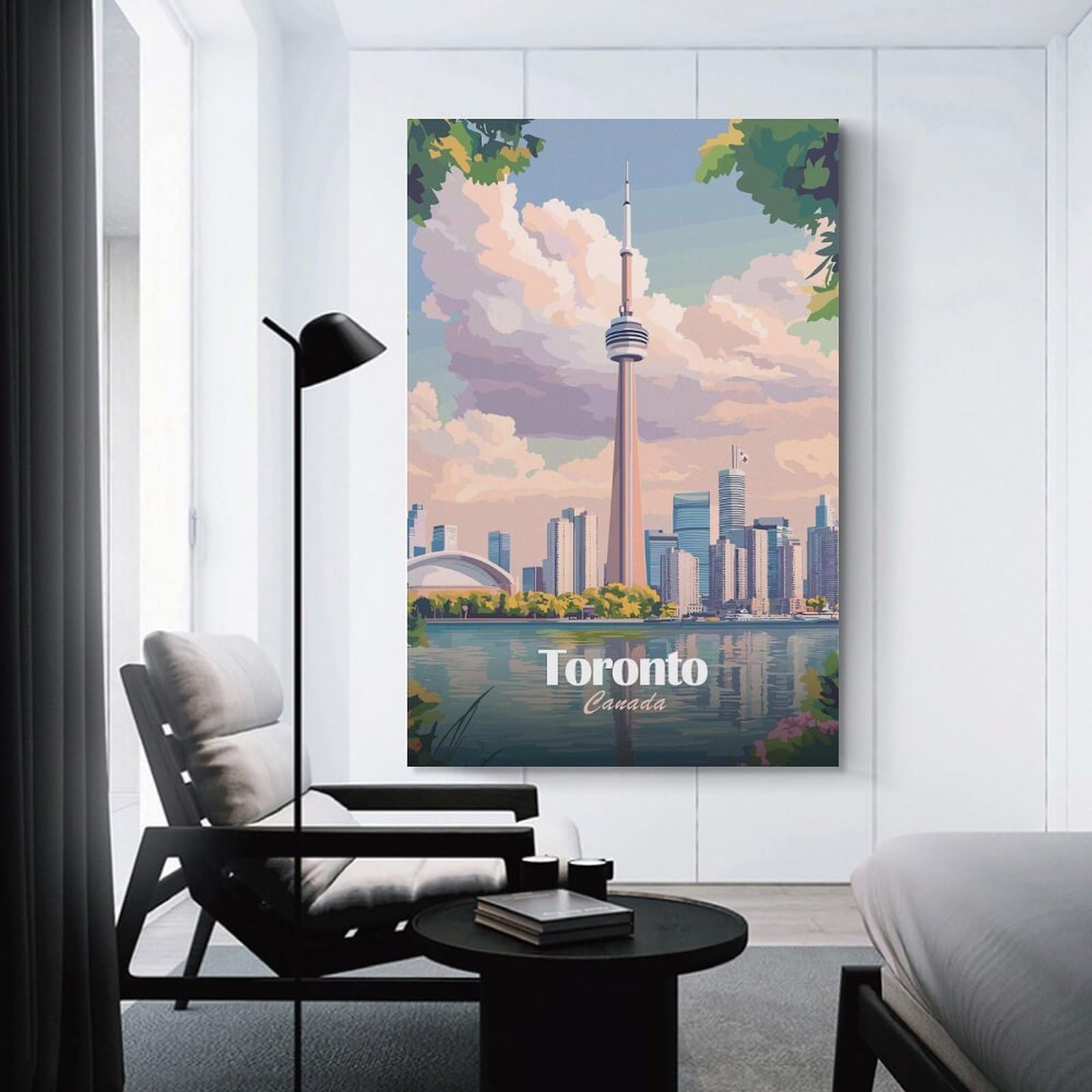 Junmoney Toronto Skyline Canvas Art Print 24x36inch(60x90cm), for Bedroom Decor, Cosy Corners Or Studios, An Easy Wall Refresh for Bedrooms