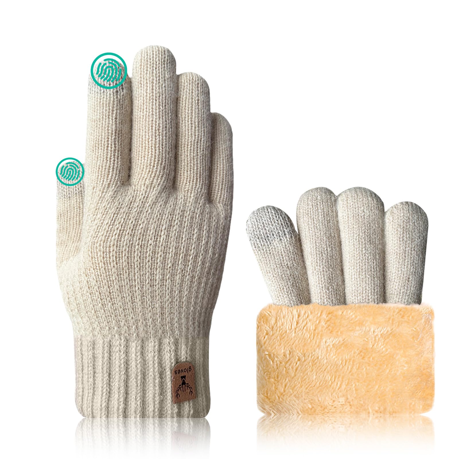 JUNRUI Winterhandschuhe für Damen Herren Touchscreen Thermohandschuhe mit Warme Fleecefutter für Kaltes Wetter