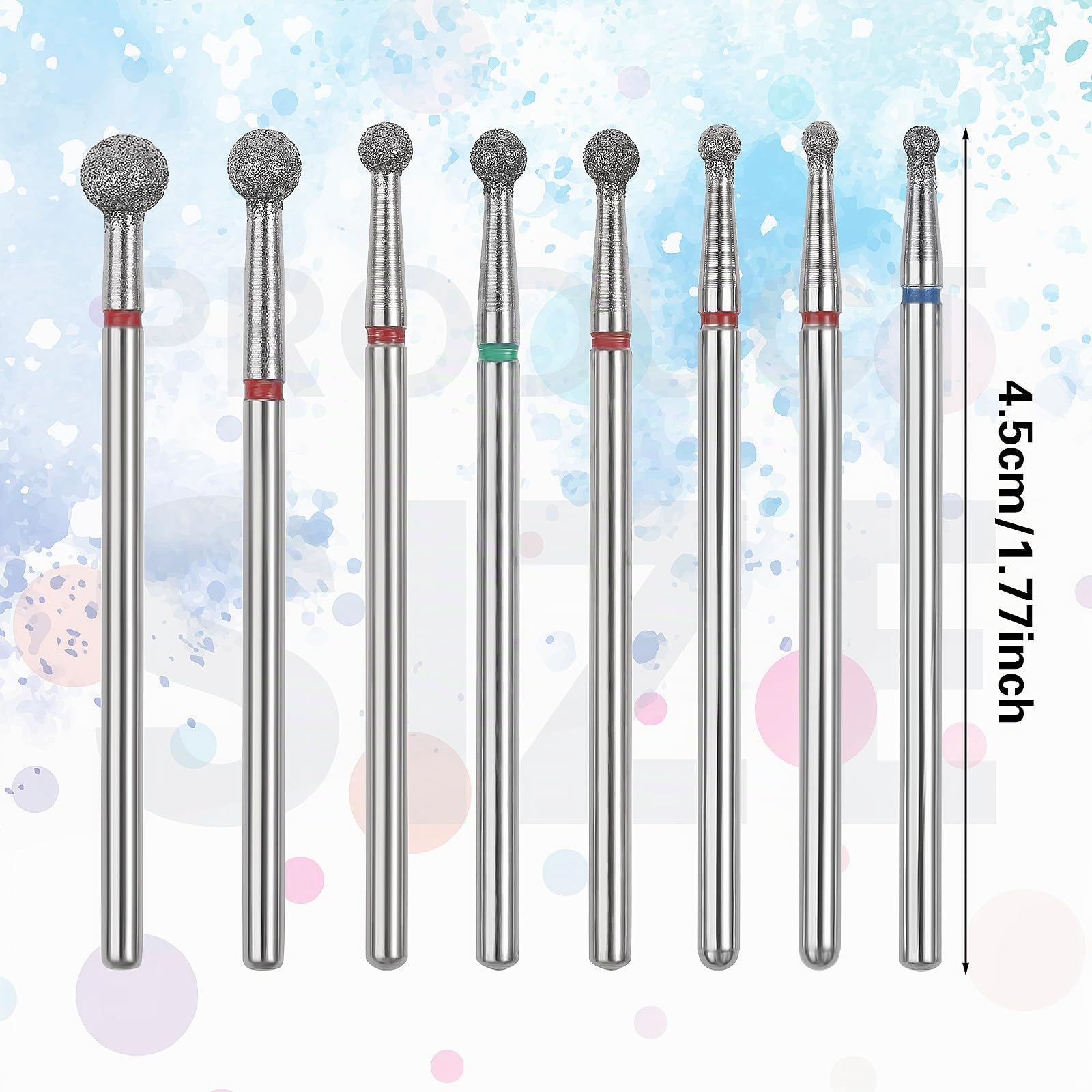 8 Pezzi Punte Fresa Unghie con Testa a Sfera Punte per Unghie 3/32" Punte per Trapano per Pulizia Delle Cuticole Elettriche Sicurezza Professionale Lima per Unghie Gel Strumenti per Lucidatura