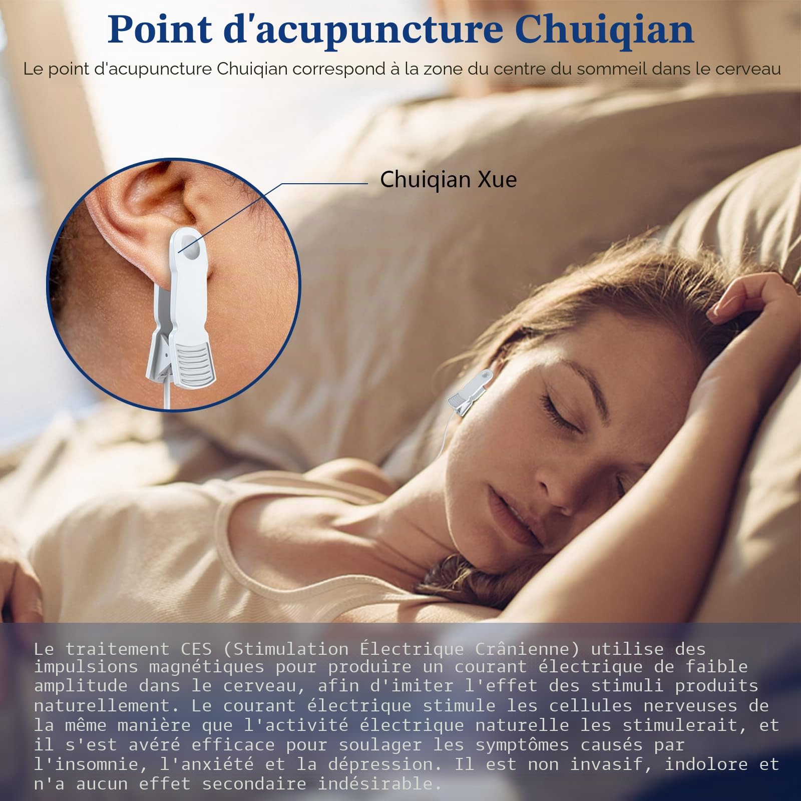 KTS Appareil d'aide au sommeil CES 2.0 Stimulation par électrothérapie crânienne rechargeable