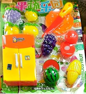 مجموعة لعبة تقطيع الطعام البلاستيكية للأطفال من Next Store، تتضمن ثلاجة صغيرة وسكين لعبة، اكسسوارات مطبخ للعب التظاهري، لعبة تعليمية ممتعة لتنمية المهارات، هدية مثالية للبنات والأولاد.