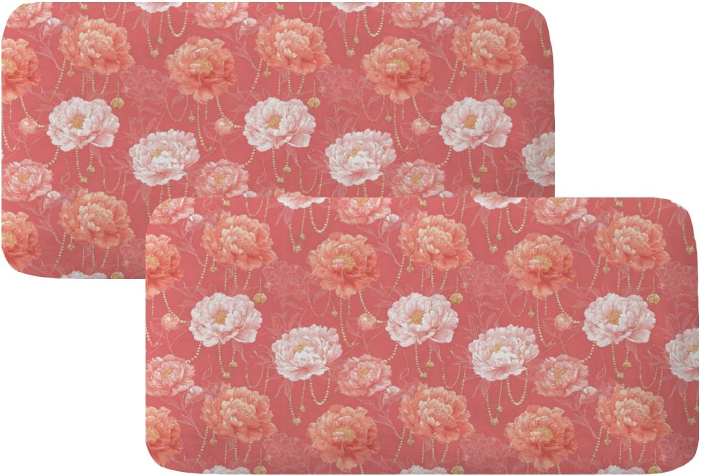Art Peony Flower Loveseat Covers Couch Covers for 2 Cushion Couch, 2-Piece Stretch Sofa Slipcovers Anti-Slip Washable Furniture Protectors for Dogs Pets