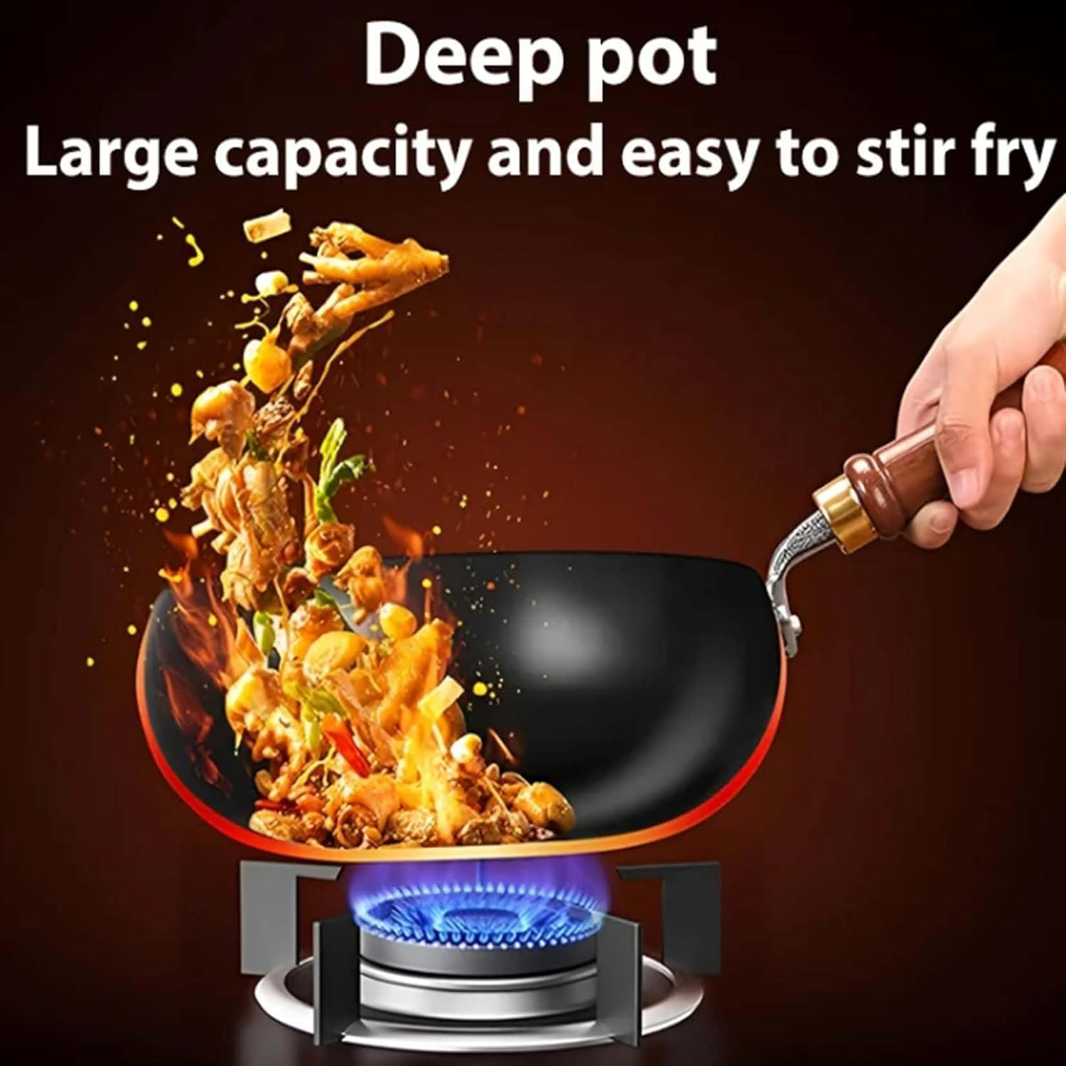 Japanese Style Cast Iron Cookware, 9.5/10.2/11in Uncoated Thick Iron Pot, Hand-Hammered Traditional Forged Big-Belly Pot with Lid, Naturally Non-Stick Frying Pan (No Lid, 9.5in)