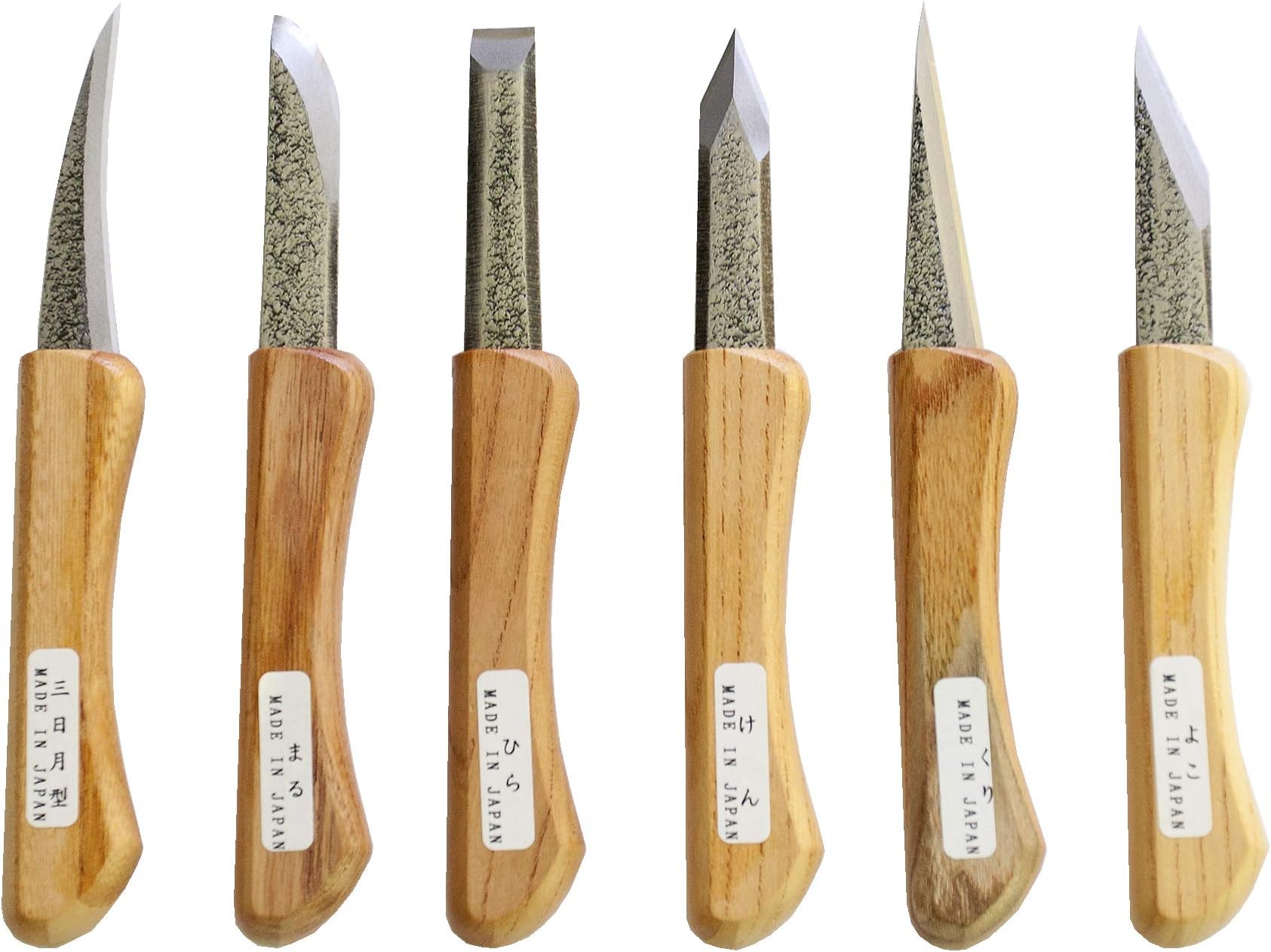 Japanese blue steel carving knife set 6 pc