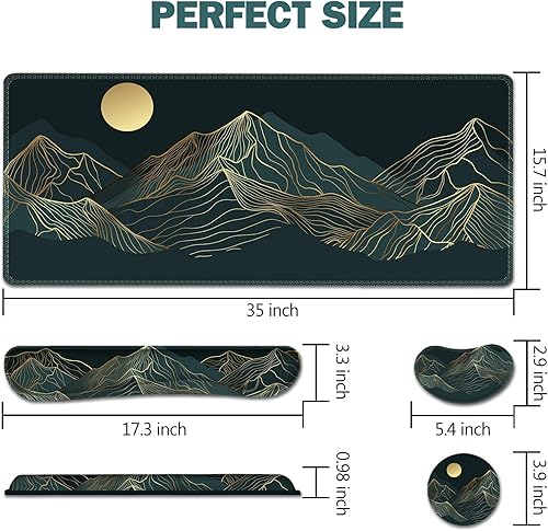 Miniatura 7 de AIMSA Juego de reposamuñecas para teclado y mouse, alfombrilla de escritorio extendida + alfombrilla ergonómica para mouse con reposamuñecas +