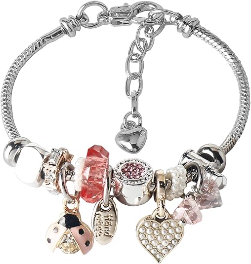 DS Charm Bracelets for girls,exquisite cute cartoon friendship Silver bracelets Stainless Steel Bangle with birthday Gift box, Adjustable girls jewelry Suitable for holiday gifts