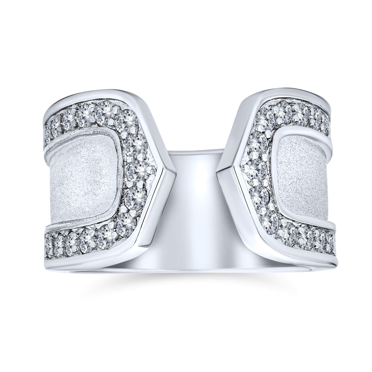 Bling Jewelry Personalized Modern Geometric Boho Style Criss Cross CZ Accent Band Fashion Statement Brushed Hammered Matte Finish Wide Band Ring For Women Yellow 14K Gold Plated Brass Customizable