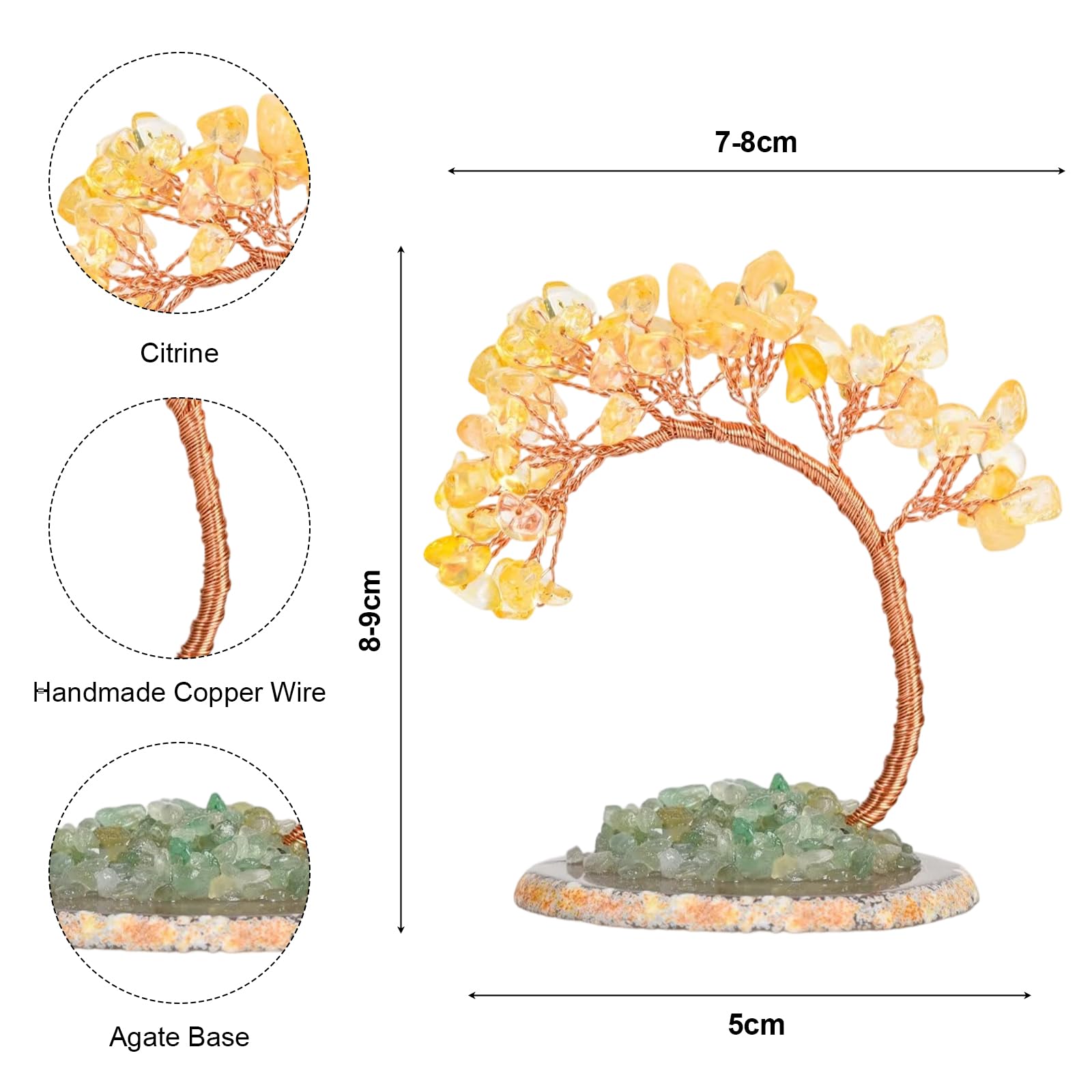 Albero Della Vita In Cristallo Giallo, Soprammobili Moderni per Casa e Ufficio, Oggetti Decorativi per la Casa Fatti a Mano, Ornamento Feng Shui per Prosperità e Fortuna, Regalo Donna