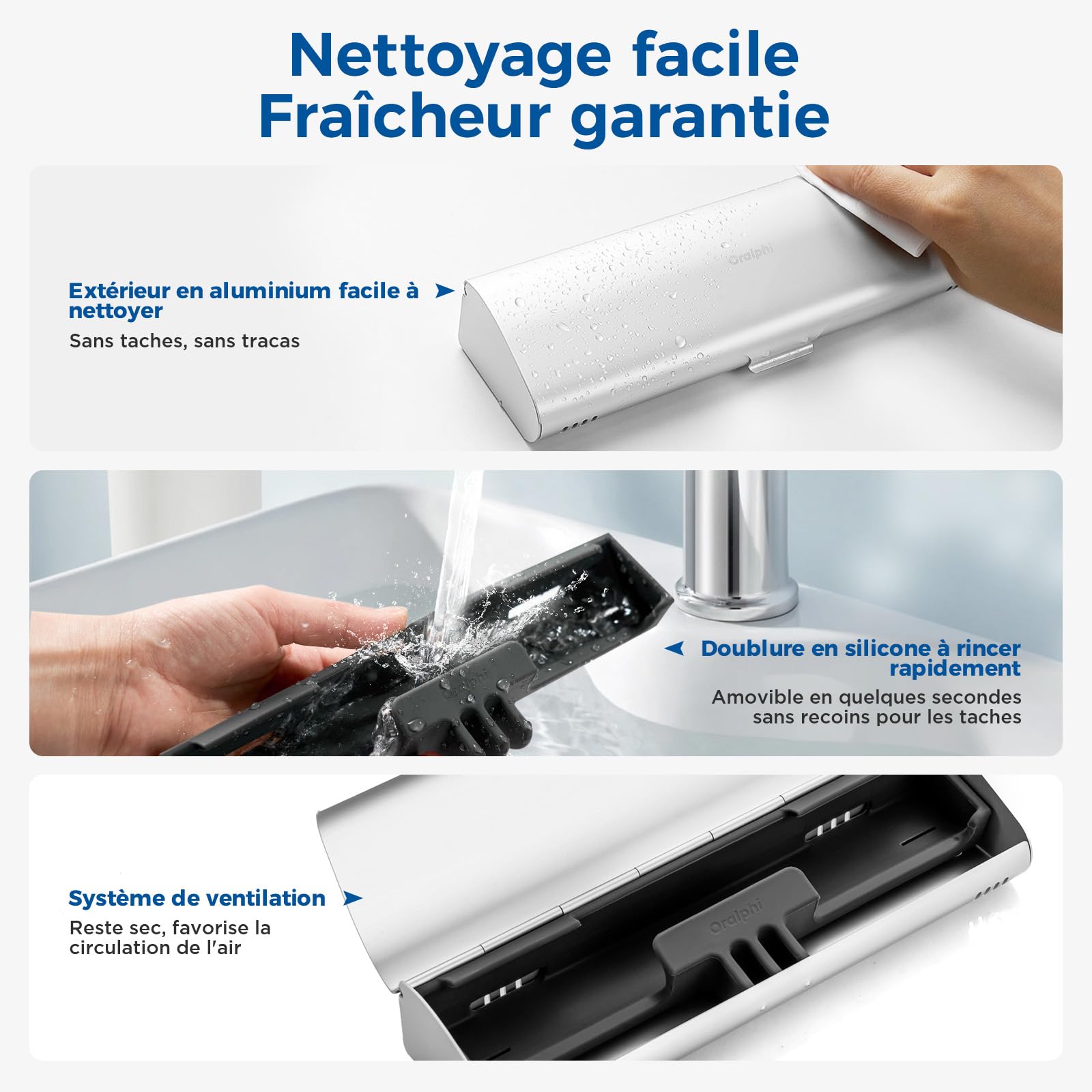Etui Brosse a dent Electrique pour Oral B/Oral-B Pro/Oral-B IO/Philips Sonicare 4100 5300 et la Plupart des Autres Marques de brosses à Dents,Boite Brosse a dent pour Voyage,Maison,Argenté