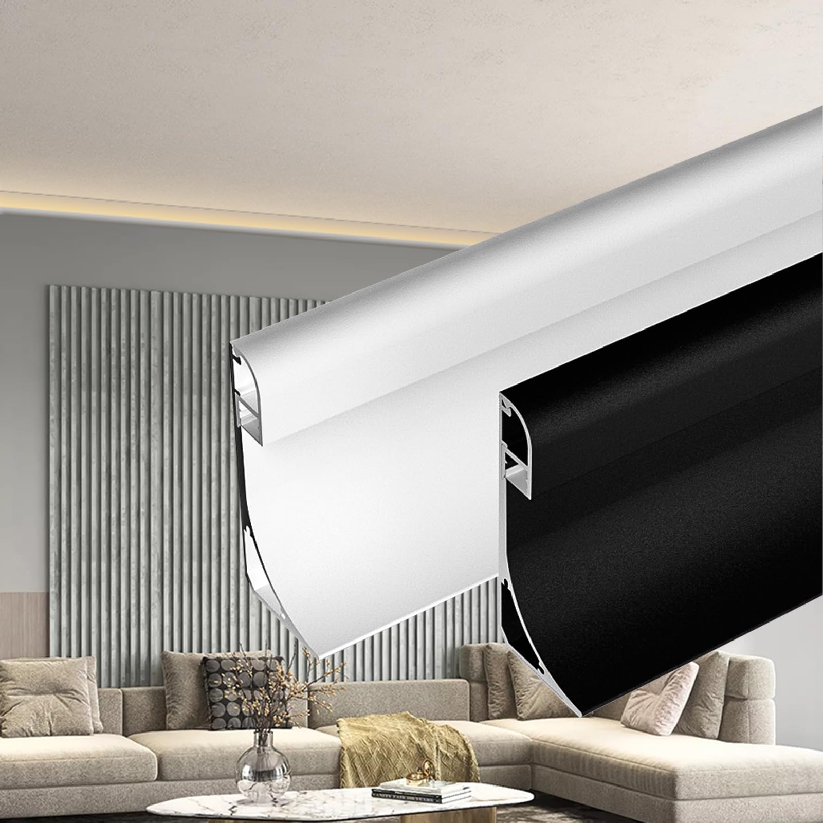 Kanał dyfuzora LED do dekoracji domu, czarny aluminiowy profil szczelinowy na klatkę schodową i korytarz, listwa wykończeniowa, 2 m, nowoczesny akcent oświetleniowy
