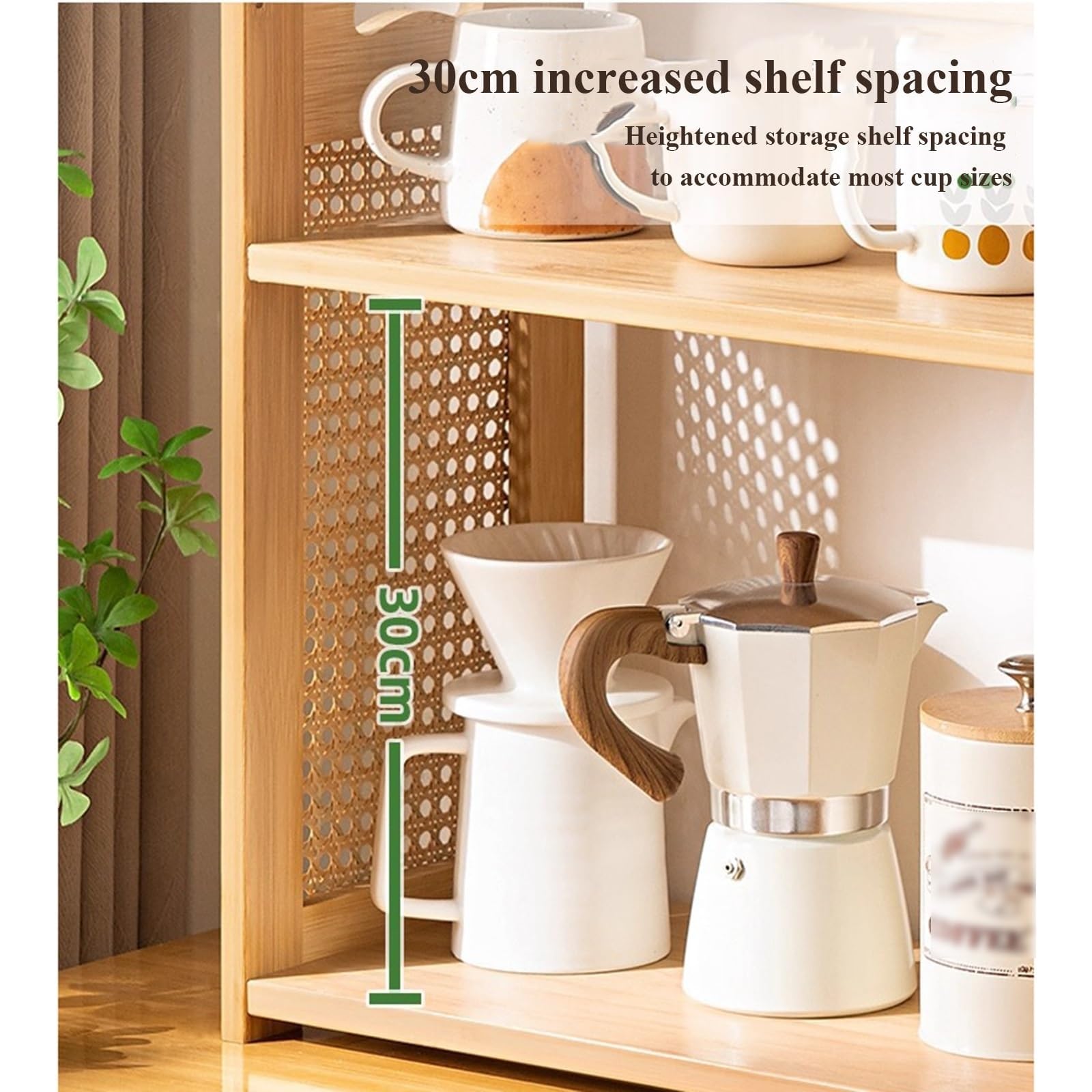 Porte-Tasses à 2 Niveaux - Organisateur de Tasses et étagère à épices pour la Cuisine et la Salle à Manger - Présentoir de Bureau Marron résistant, 70 cm