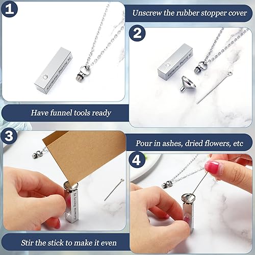 Miniatura 4 de Collar de urna para cenizas para hombres y mujeres, joyería de cremación para cenizas de acero inoxidable, pequeño colgante de recuerdo para cenizas