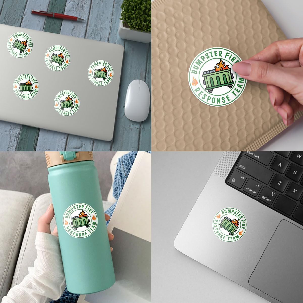 3Pcs Dumpster Fire Response Team Sticker Funny Meme This is Fine Dumpster Fire Sticker Gift Dumpster Fire Response Team Stickers Dumpster Fire Decal for Laptop Bottle Phone Car Hard Hat 3"x3" (D1)