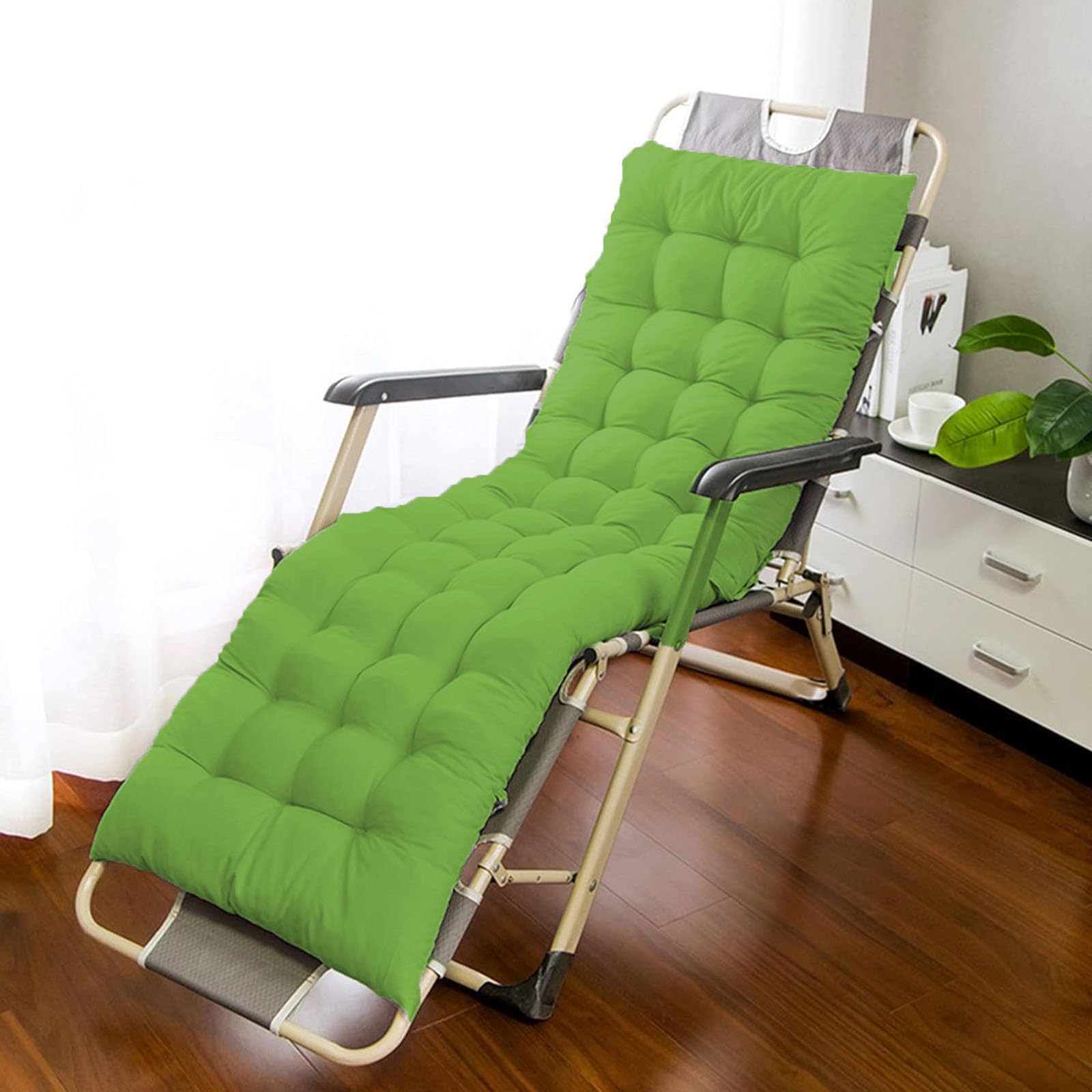 BangDon Elegant Style Sun Lounger Cushion Only Classic Home Furniture Chaise Rocking Chair Cuhsion Thickened Chair Pads(No Chairs) for Patio Garden Tatami Sofa (Green,120 * 40)