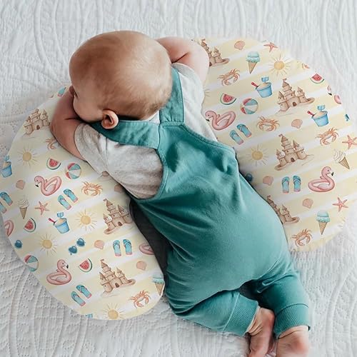 Miniatura 2 de Fundas de almohada de lactancia para niños y niñas, para verano, playa, helado, arena, flamenco, sol, guardería, almohadas para lactancia materna,