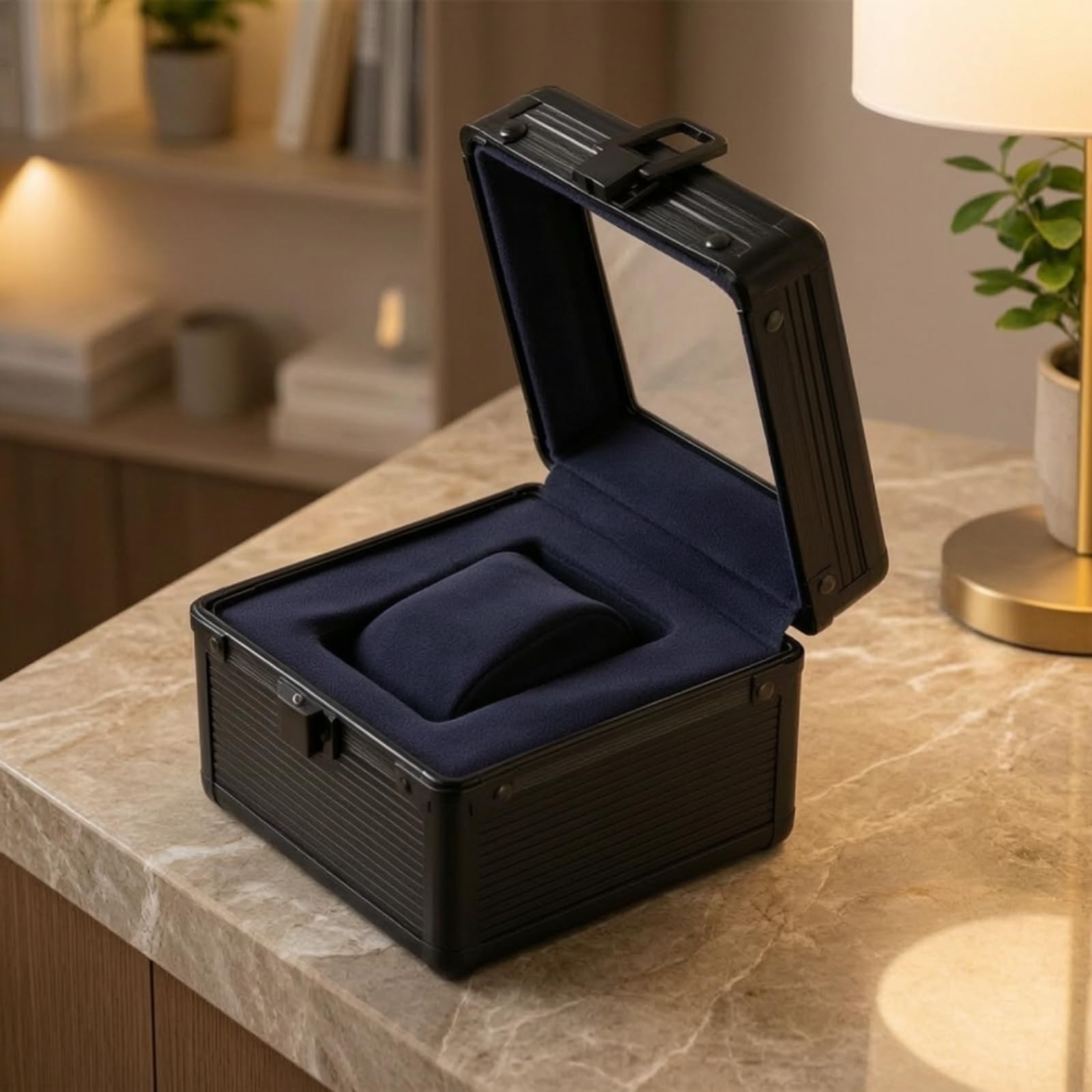 Gralara Uhrenbox mit Frontverschluss hartschalig Uhrenbox mit Klappdeckel stabil Uhrenkoffer für Reise, Silber, Abgerundete Ecken, Transparent