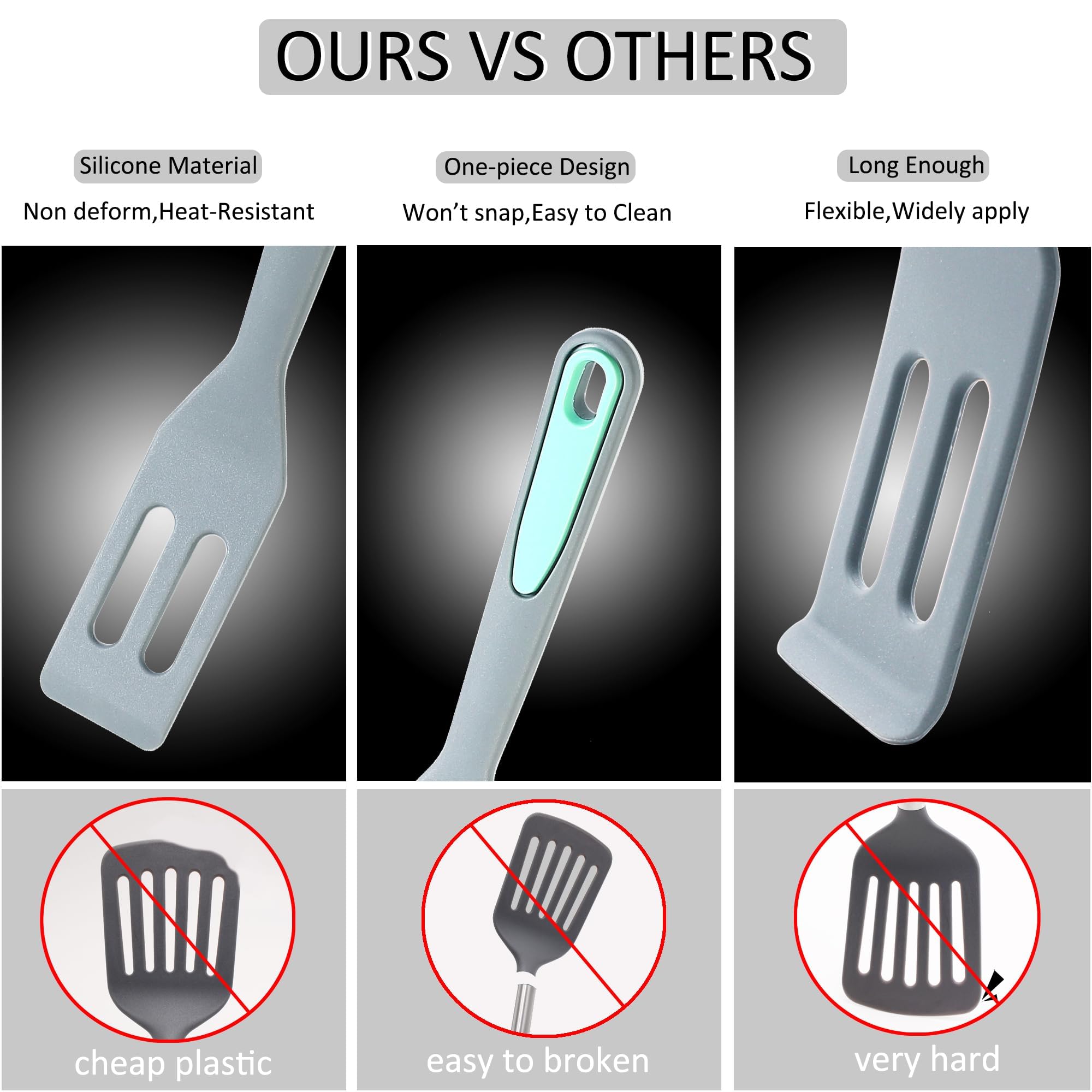 To encounter 5 Pieces Silicone Spatula Set, Non-Stick Silicone Turner Spatulas, Heat Resistance Cooking Utensils - Image 2