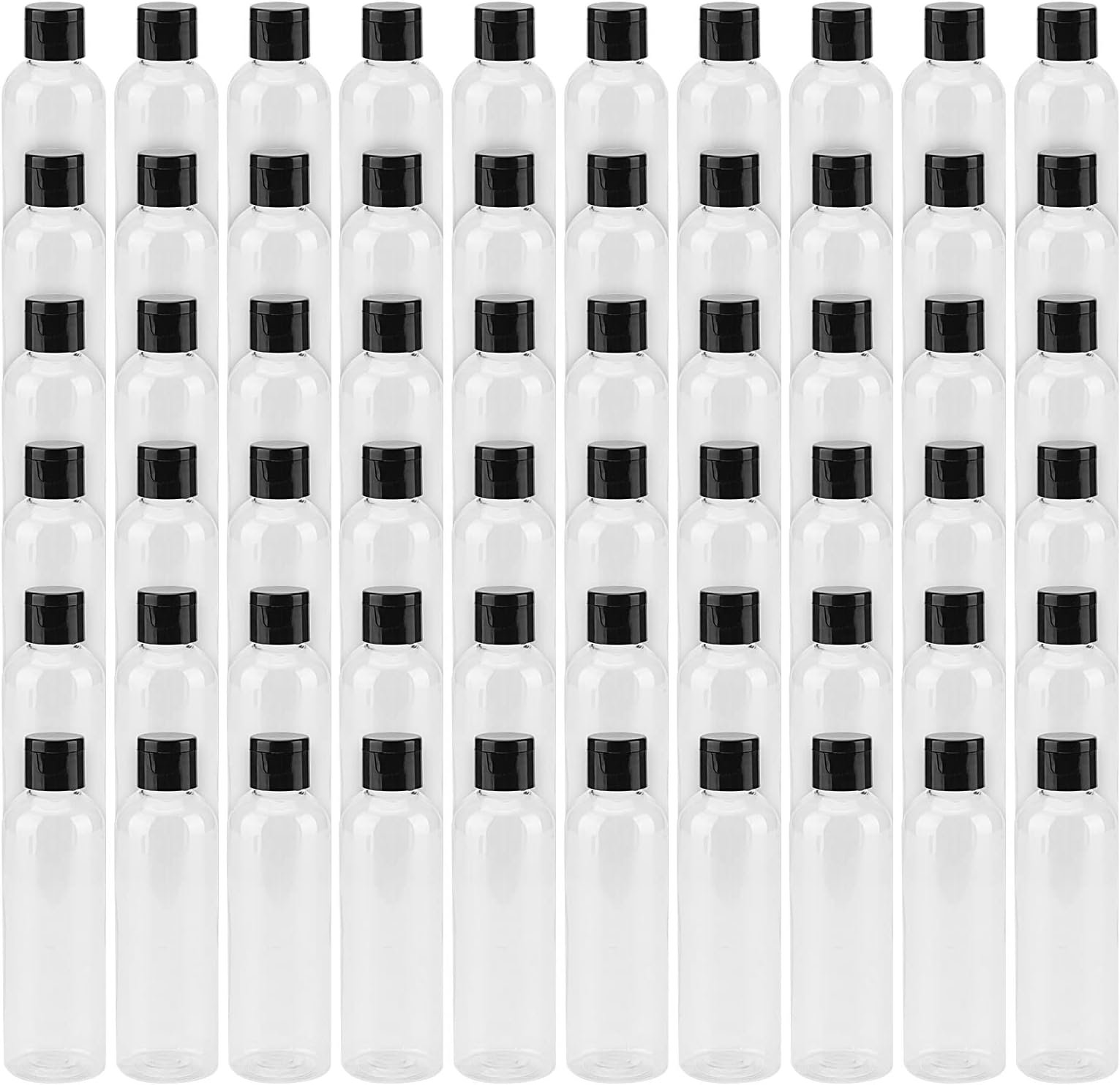 LEXININ 60 Pack 4 Oz Clear Plastic Bottles with Flip Caps, Plastic Travel Empty Bottles, Transparent Refillable Containers for Shampoo, Cream